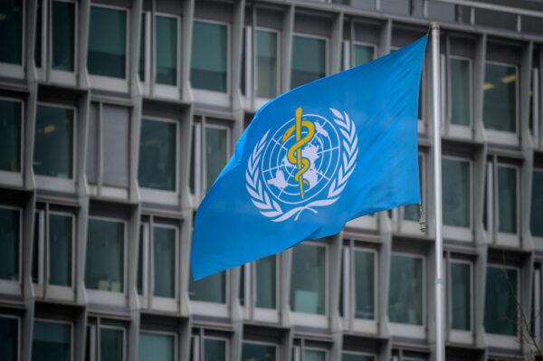  The flag of the World Health Organization at its headquarters in Geneva on March 5, 2021. (Fabrice Coffrini/AFP via Getty Images)