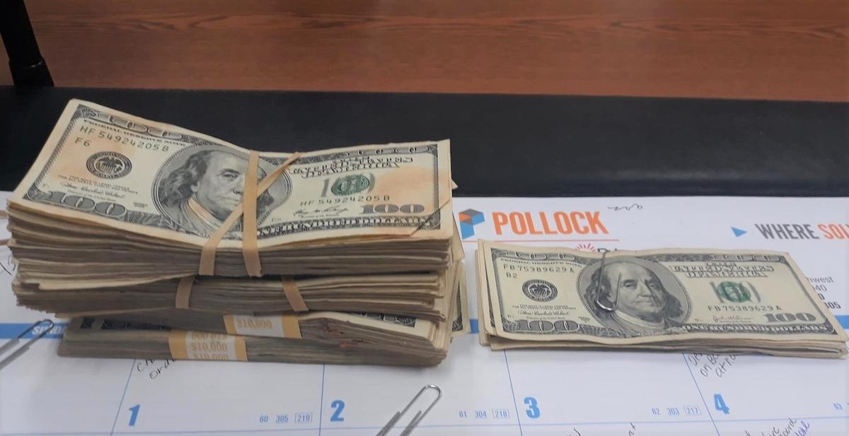 Bundles of $100 bills totaling $42,000 were found wrapped in two sweaters. (Courtesy of <a href="https://okgoodwill.org/">Goodwill Industries of Central Oklahoma</a>)