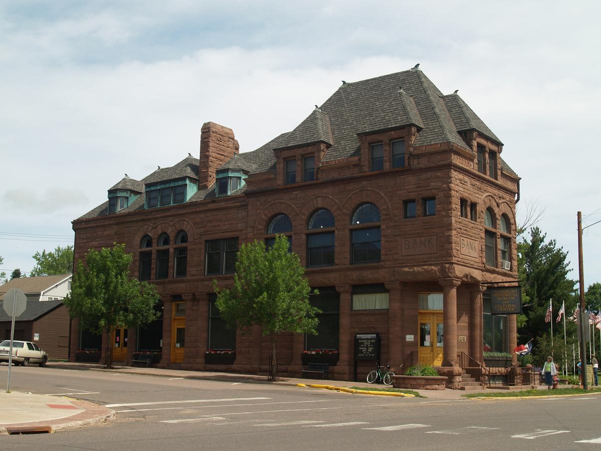 A historic brownstone bank building now houses the Washburn Cultural Center. (Kevin Revolinski)