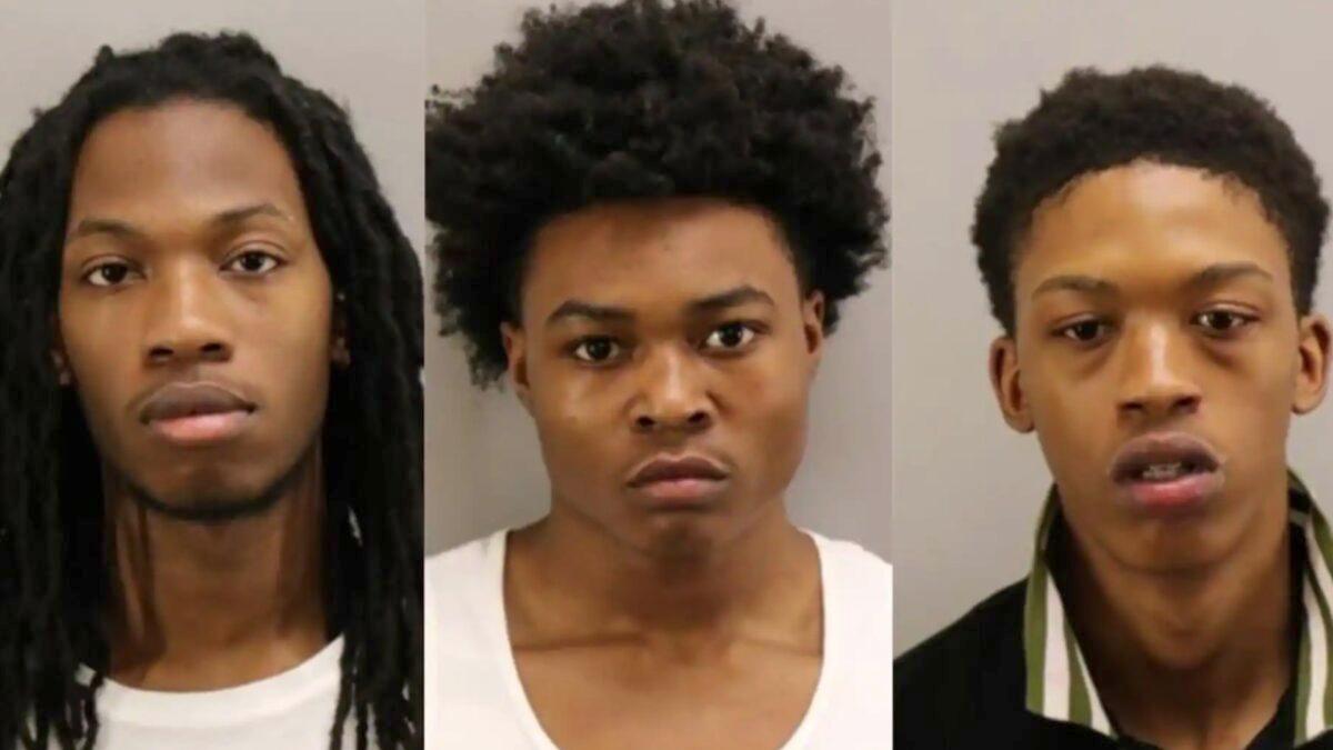 From left: Ahmon Jahree Adams, 18; Nyquez Tyvon Baker, 18; and Devon Maurice Dorsey Jr., 20 in a booking photo. (Courtesy of Virginia Beach Police Department)