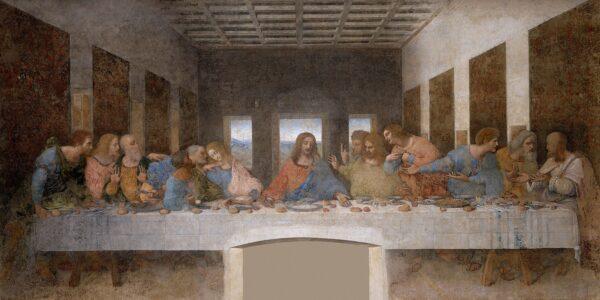 "The Last Supper," c. 1495–1498, by Leonardo da Vinci. Tempera on gesso, pitch, and mastic; 15 feet by 28.8 feet. Santa Maria delle Grazie, Milan. (Public Domain)