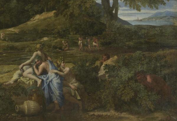 Detail from "Landscape with Polyphemus," c. 1649, by Nicolas Poussin. Oil on canvas, 59 inches by 77.9 inches. Hermitage Museum, Saint Petersburg. (Public Domain)
