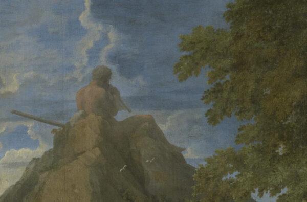 Close-up of "Landscape with Polyphemus," c. 1649, by Nicolas Poussin. Oil on canvas, 59 inches by 77.9 inches. Hermitage Museum, Saint Petersburg. (Public Domain)