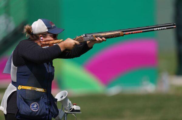 Kim Rhode won the gold medal in the Women Skeet competition during the 2019 Pan American Games in Lima, Peru, on Aug. 2, 2019. (Luka Gonzales/AFP via Getty Images)