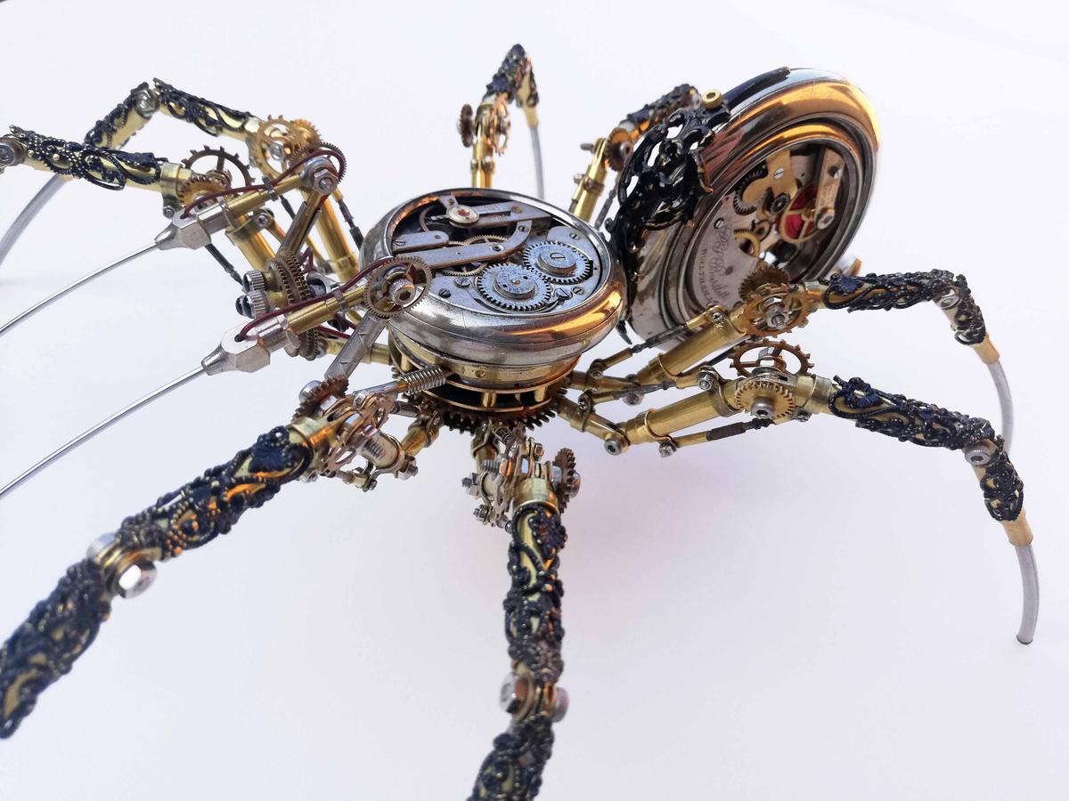 A detailed shot of a steampunk spider (Caters News)