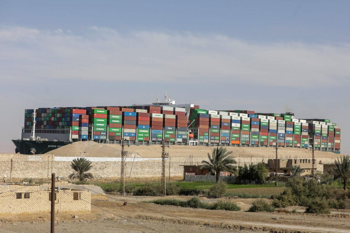 Ship Ever Given, one of the world's largest container ships, is seen after it was fully floated in Suez Canal, Egypt, on March 29, 2021. (Mohamed Abd El Ghany/Reuters)