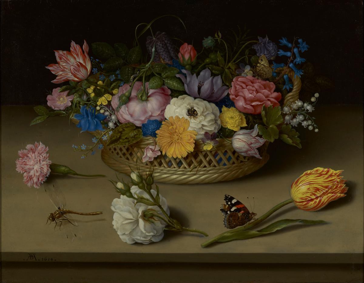 "Flower Still Life" 1614, by Ambrosius Bosschaert. Oil on Copper; 12 inches by 15.3 inches. J. Paul Getty Museum, Los Angeles. (Public Domain)