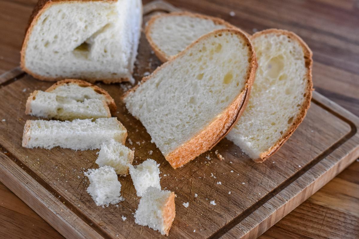 For homemade croutons that will crisp up nicely, use a day-old, sturdy loaf of bread. (Audrey Le Goff)