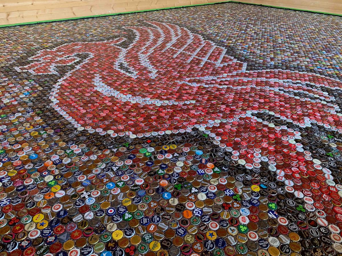 The Liver bird mosaic completed (Caters News)