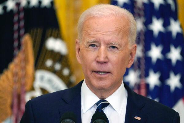 President Joe Biden speaks during a news conference in the East Room of the White House, in Washington, March 25, 2021. (AP Photo/Evan Vucci)