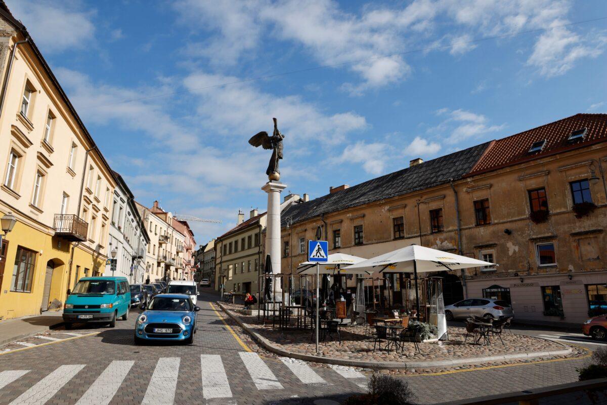 A street in the Uzupis neigbourhood in Vilnius, Lithuania, amid the novel coronavirus (COVID-19) pandemic on Sept. 28, 2020. (Lukovic Marin/AFP via Getty Images)