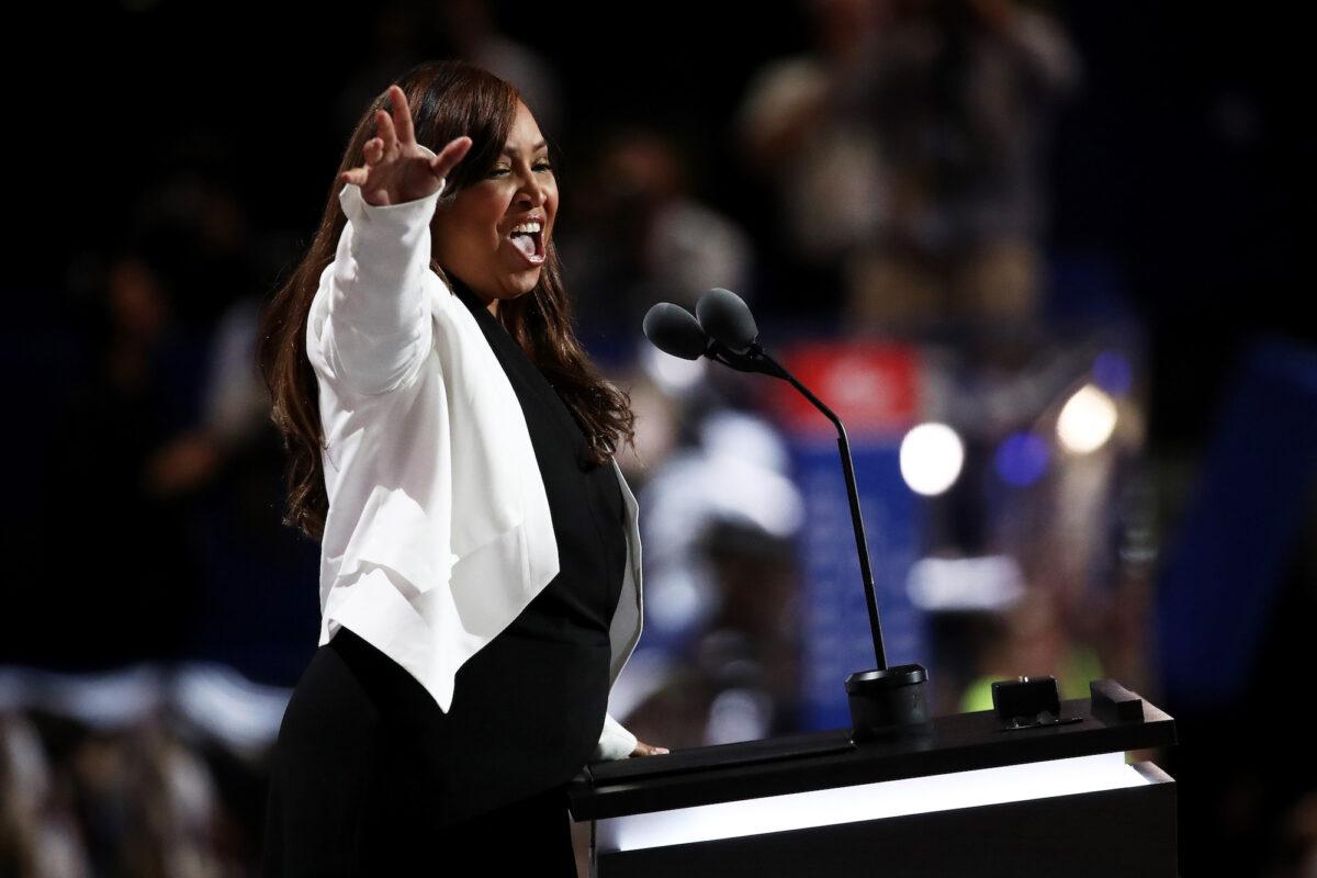 Lynne Patton, then-vice president of the Eric Trump Foundation, speaks at the Republican National Convention in Cleveland, Ohio, on July 20, 2016. (Win McNamee/Getty Images)