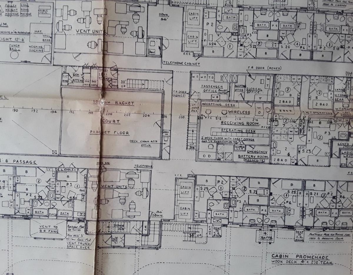 Detail of rare WWII plans to convert the RMS Queen Mary into a wartime ship that transported Churchill (Kennedy News and Media)