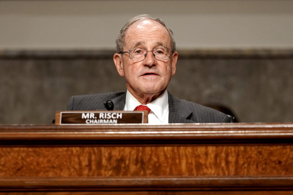Then-Senate Foreign Relations Committee Chairman Jim Risch (R-Idaho) speaks on Capitol Hill in Washington on Jan. 27, 2021. (Greg Nash/POOL/AFP via Getty Images)