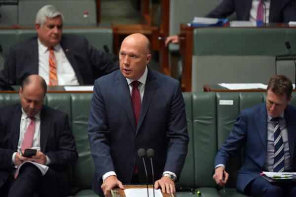 Peter Dutton during Question Time in the House of Representatives at Parliament House in Canberra, Australia on Dec. 10, 2020. (Sam Mooy/Getty Images)