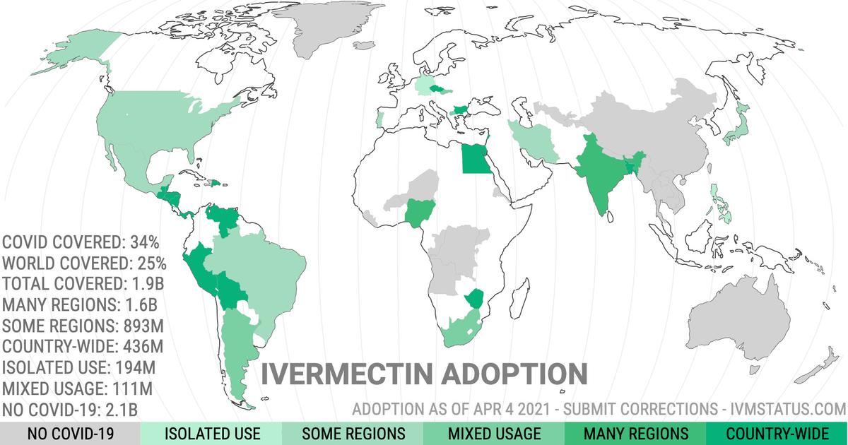 Ivermectin use around the world. (Courtesy of c19ivermectin.com)