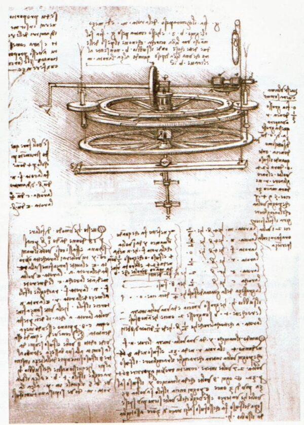 Leonardo da Vinci's design for a warping machine. (Courtesy of Antico Setificio Fiorentino)