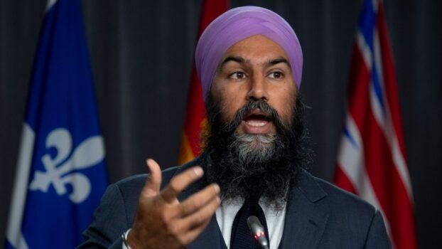 NDP Leader Jagmeet Singh speaks during a news conference on Parliament Hill on Oct. 8, 2020. (Adrian Wyld/The Canadian Press)