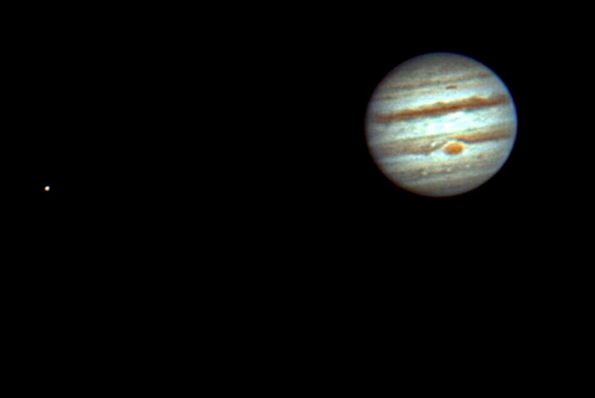 Jupiter and its moon Europa photographed by Russell Atkin. (SWNS)