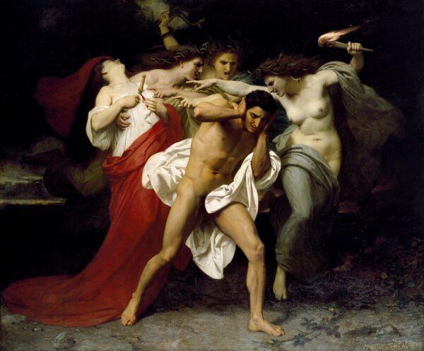 “Orestes Pursued by the Furies,” 1862, by William-Adolphe Bouguereau. Oil on canvas, 91 inches by 109 ⅝ inches. Chrysler Museum, Norfolk, Va. (Public Domain)