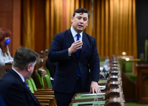 Conservative MP Michael Chong rises during question period in the House of Commons on March 26, 2021. (Sean Kilpatrick/The Canadian Press)