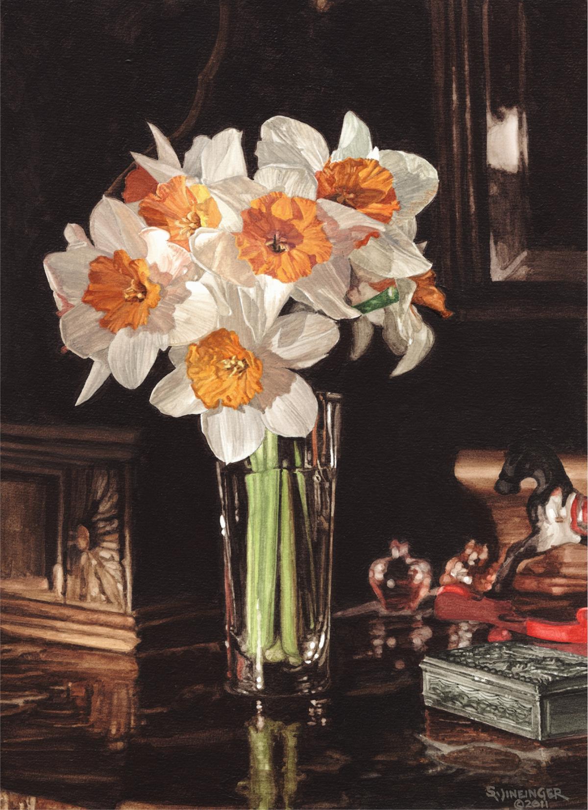 "Morning Sun and Narcissus," 2011, by Steve Wineinger. Watercolor on cold pressed paper; 20 inches by 14 1/2 inches. (Steve Wineinger)