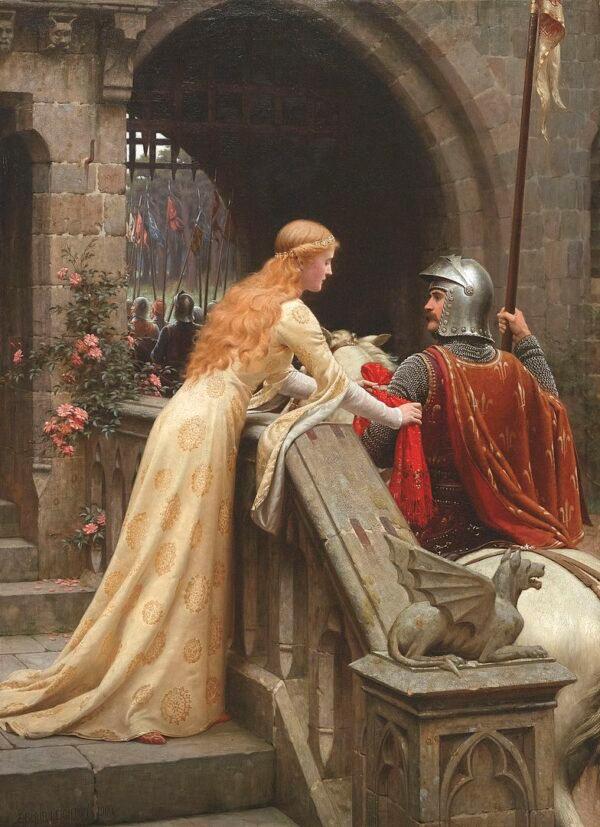 Edmund Blair Leighton, a Pre-Raphaelist artist, captured the essence of a knight's chivalry in his painting "God Speed." (Public Domain)