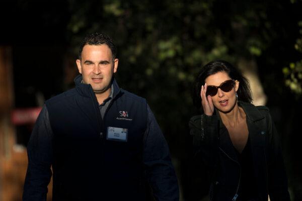 Kevin Sabet (L), president and CEO of nonprofit organization Smart Approaches to Marijuana, arrives for a morning session of the annual Allen & Company Sun Valley Conference in Sun Valley, Idaho, on July 11, 2018. (Drew Angerer/Getty Images)