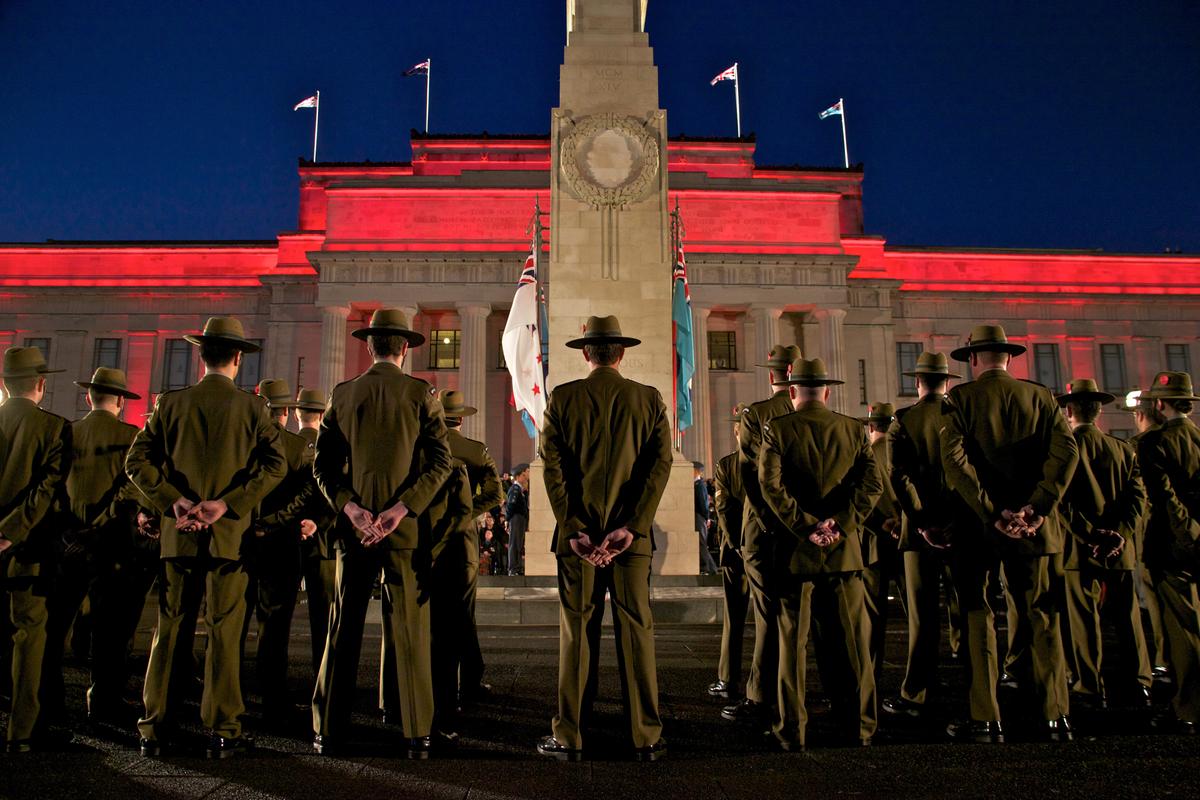 ANZAC Day: Every year on April 25, Australians and New Zealanders commemorate their fellow countrymen who died at war. In Auckland, New Zealand, soldiers gather for the dawn service at the Auckland War Memorial Museum. (Auckland War Memorial Museum-Tamaki Paenga Hira)