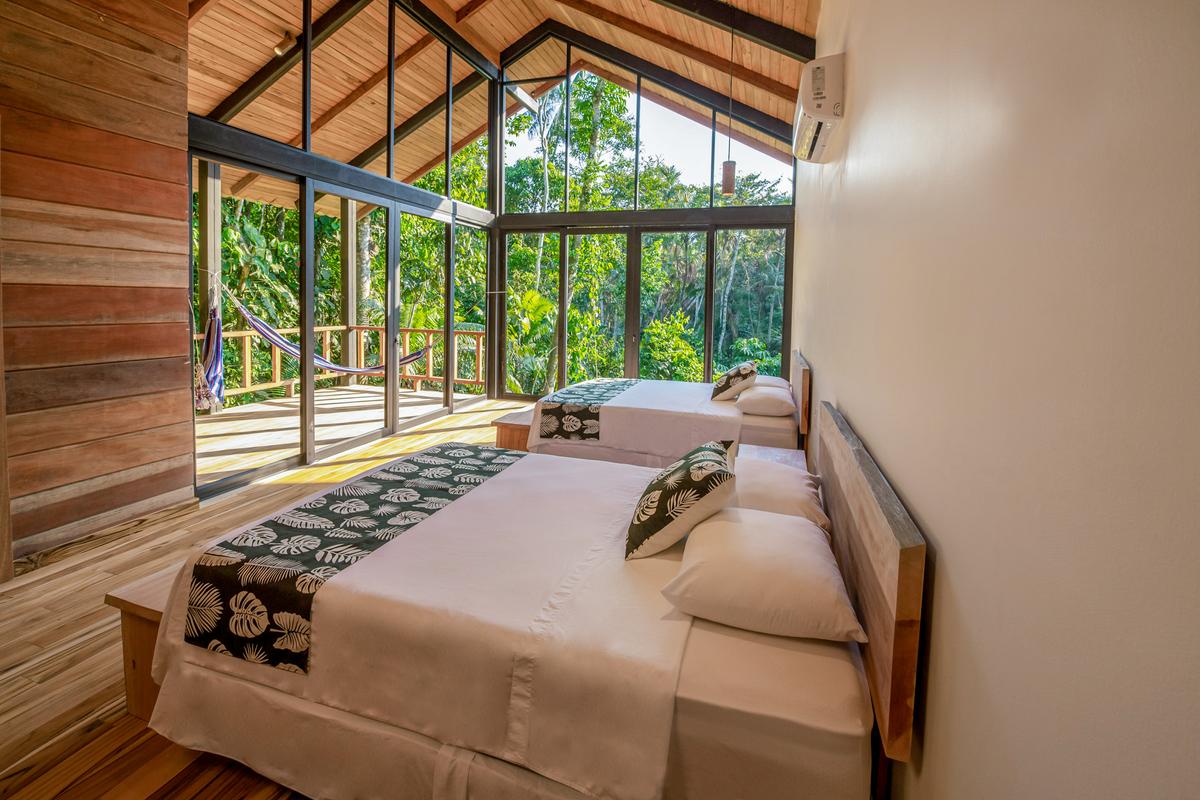The view of one of the rooms at the Sacha Lodge in the Amazon rain forest in Ecuador. (Courtesy of Sacha Lodge)