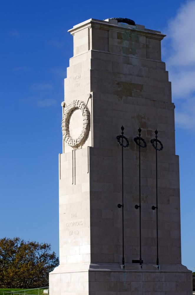 The Auckland Cenotaph is a replica of Sir Edwin Luyten’s design of the Cenotaph in Whitehall, London. The blueprints for the London Cenotaph were expensive, so one of the Auckland architects spent hours patiently watching movie theater newsreels, waiting for the London Cenotaph to appear, and sketching the design. (ChameleonsEye/Shutterstock)