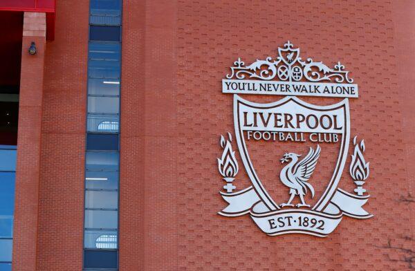 General view of the Liverpool logo on Anfield, Liverpool, Britain, on March 13, 2020. (Jason Cairnduff/Action Images via Reuters)