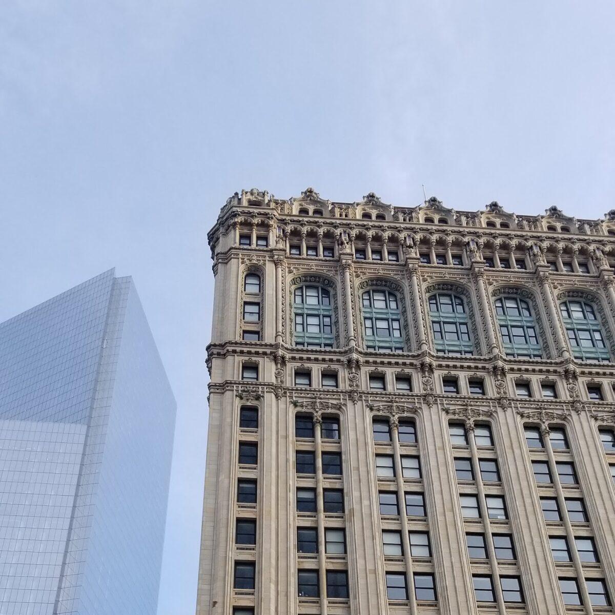 Designed by Cass Gilbert and built in 1905–1907, this building at 90 West Street was one of the first skyscrapers to consistently use neo-Gothic-style decoration. “How can two contrasting styles elevate each other to this extent?” Mastro wrote in her Instagram post. (Courtesy of Giusi Mastro)