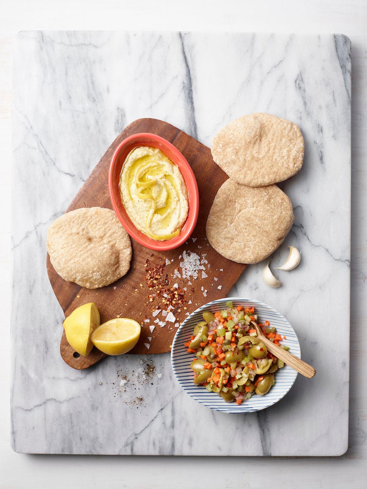 Serve this trio on its own for a lighter spread or to accompany grilled meats and fish, cheese and cold cuts, and other warm weather favorites. (Photo from “The Mediterranean Diabetes Cookbook, 2nd Edition”)