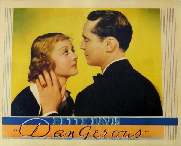 A lobby card for the 1935 film "Dangerous," featuring Bette Davis and Franchot Tone. (Public Domain)