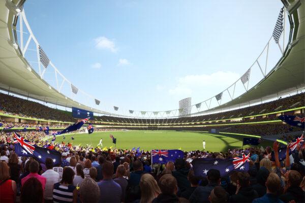Concept art from inside the Gabba stadium. (Queensland Government)