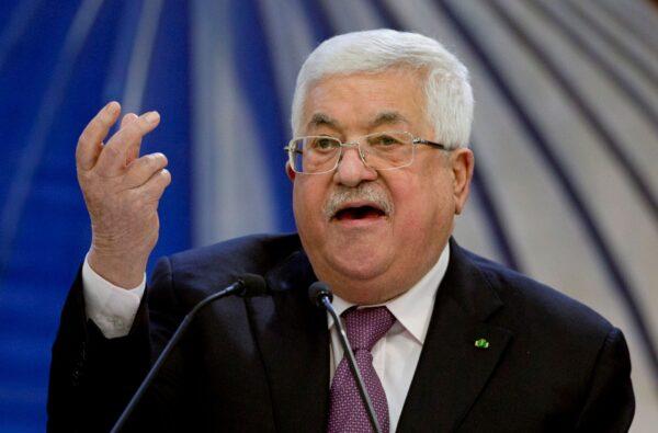 Palestinian President Mahmoud Abbas speaks after a meeting of the Palestinian leadership in the West Bank city of Ramallah on Jan. 22, 2020. (Majdi Mohammed/AP Photo)