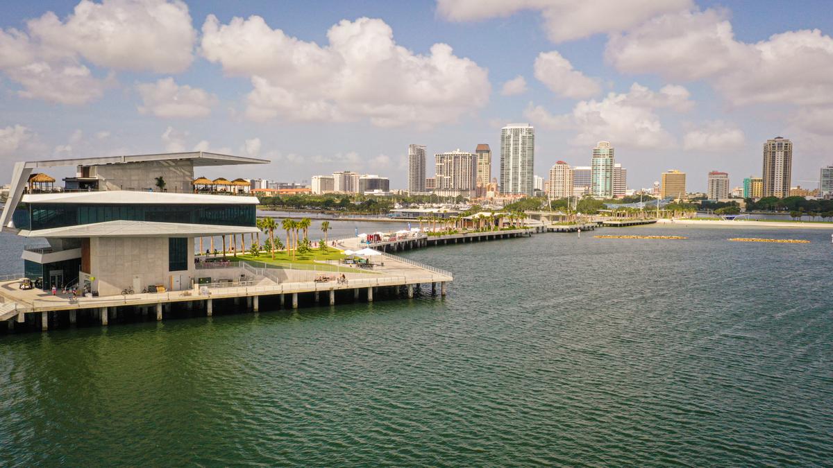 A view of the St. Pete pier from the water. (Courtesy of City of St. Petersburg)
