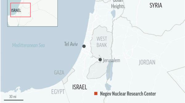 Map locates Negev Nuclear Research Center. (AP)
