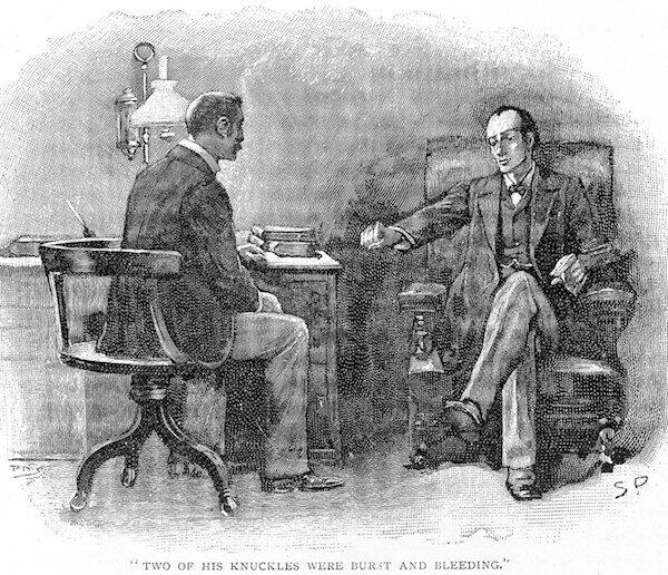 Holmes and Watson having a chat, very much as they do in “The Field Bazaar.” Illustration by Sidney Paget for “The Memoirs of Sherlock Holmes.” Wellcome Library, London. (CC BY 4.0)