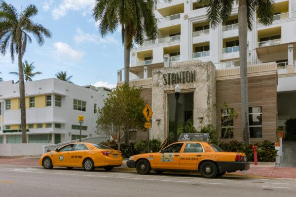 The late 1930s façade of the Marriott Stanton South Beach Hotel. (Dennis Lennox)