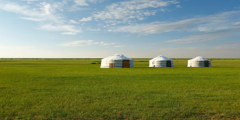 Gers on the grasslands in Mongolia. (michel arnault/Shutterstock)