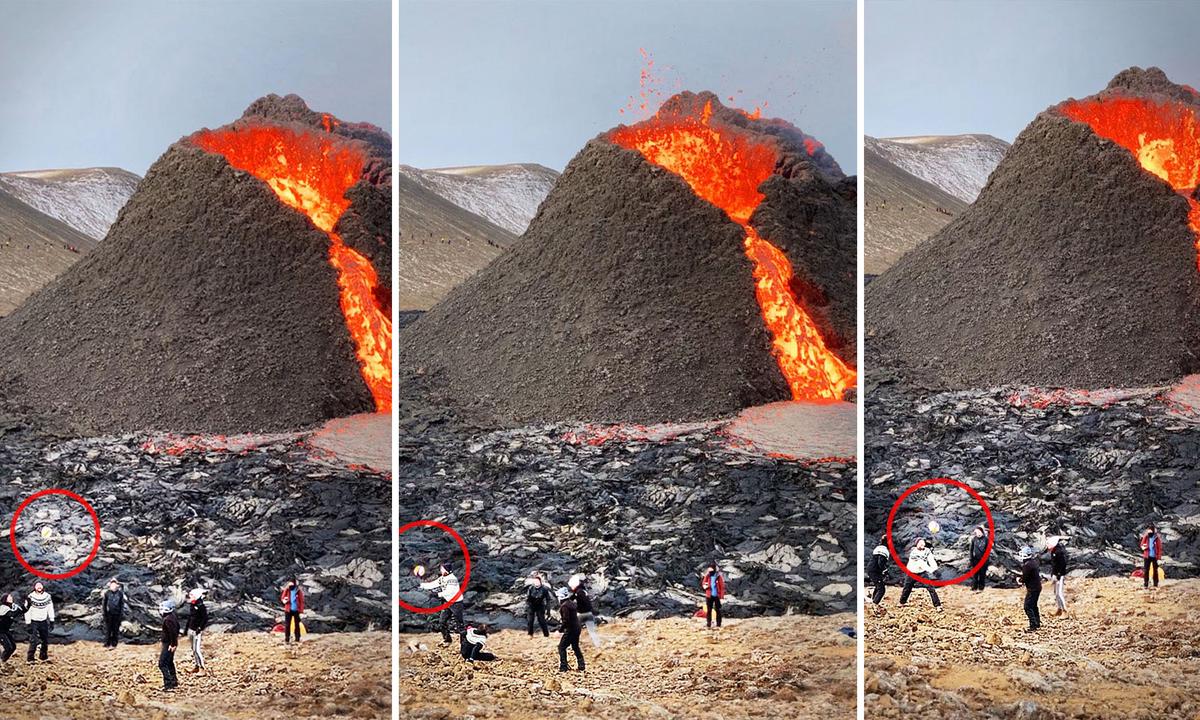 Shocking VIDEO: Sightseers Caught Playing Volleyball in Front of Erupting Volcano in Iceland