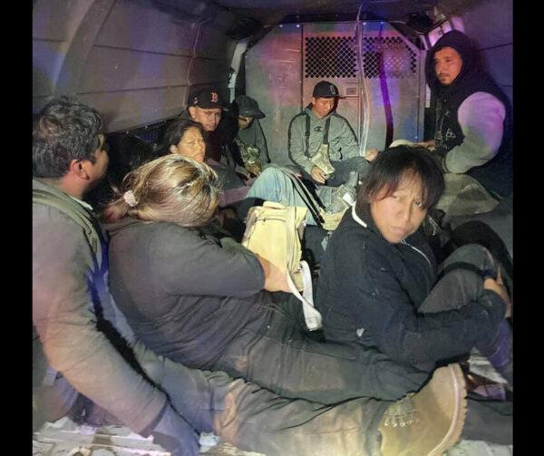 Law enforcement apprehends illegal aliens being smuggled in a van in Kinney County, Texas, on April 23, 2021. (Kinney County Sheriff's Office)