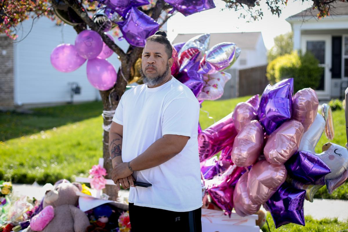 Brent Edens at a memorial for Ma'Khia Bryant on Legion Lane, where a police officer shot the 16-year-old girl as she was attacking a woman with a knife, in Columbus, Ohio, on April 23, 2021. (Samira Bouaou/The Epoch Times)