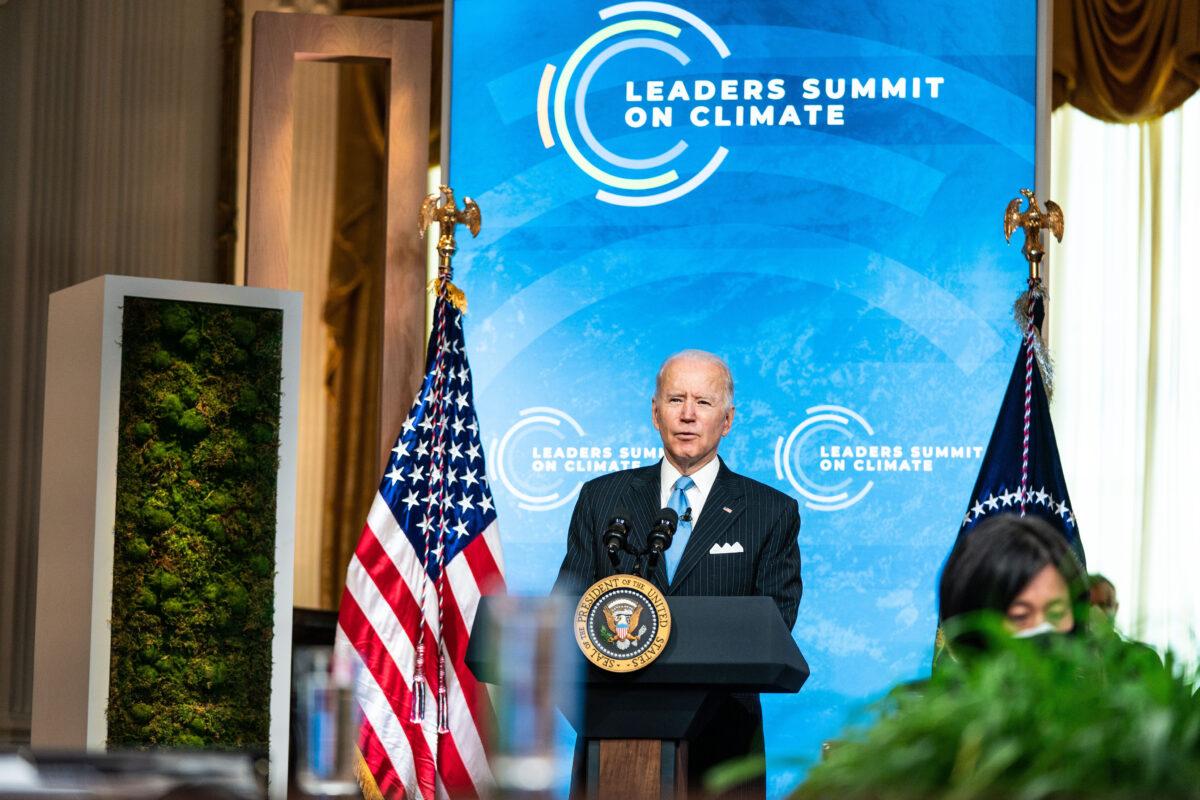 President Joe Biden delivers remarks during day 2 of the virtual Leaders Summit on Climate at the East Room of the White House on April 23, 2021. (Anna Moneymaker-Pool/Getty Images)