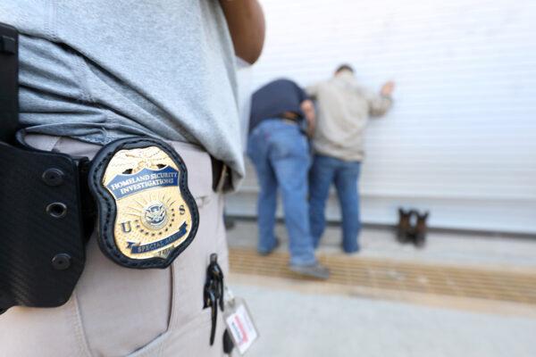 Immigration and Customs Enforcement's Homeland Security Investigations officers conduct a criminal search warrant in Texas in August 2018. (ICE/via Reuters)