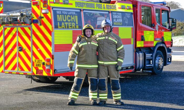 Dad and Daughter, 20, Become Derbyshire’s First-Ever Firefighting Duo for the Same Service