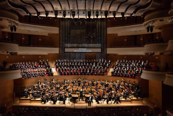 The Pacific Symphony and Pacific Chorale perform at the Renee and Henry Segerstrom Concert Hall in pre-pandemic times. (Courtesy of Pacific Symphony)