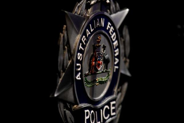 The Australian Federal Police badge is seen in Canberra, Australia, on Jun. 6, 2019 (Getty Images)